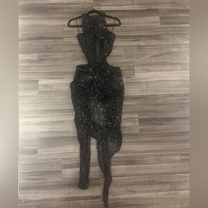 Elegant Black Sequin Midi Dress